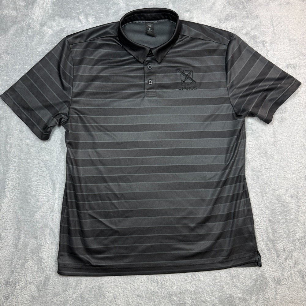 Stormtech Polo Shirt Men Large Black Gray Cirrus Aviation Embroidered Logo